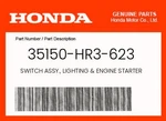 Honda Genuine Switch Assy., Lighting & Engine Starter - 35150-hr3-623. Fixed Price $46.75.