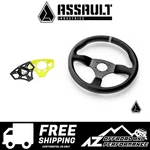 Assault Industries 350r Leather Steering Wheel ( Universal ) Lime Squeeze Plate. Fixed Price $209.95.