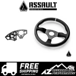 Assault Industries 350r Leather Steering Wheel - Universal ( Dark Grey Plate ). Fixed Price $209.95.