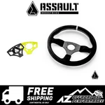 Assault Industries 350r Suede Steering Wheel - Universal ( Lime Squeeze Plate ). Fixed Price $209.95.