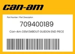 Can-am Genuine Embout Guidon End Piece - 709400189. Fixed Price $7.13.